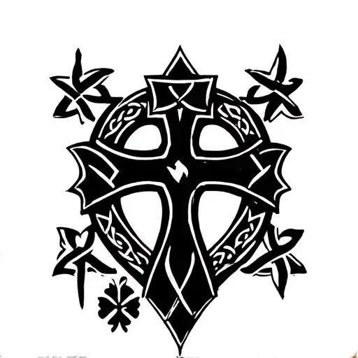 Celtic Cross And Heart Shape