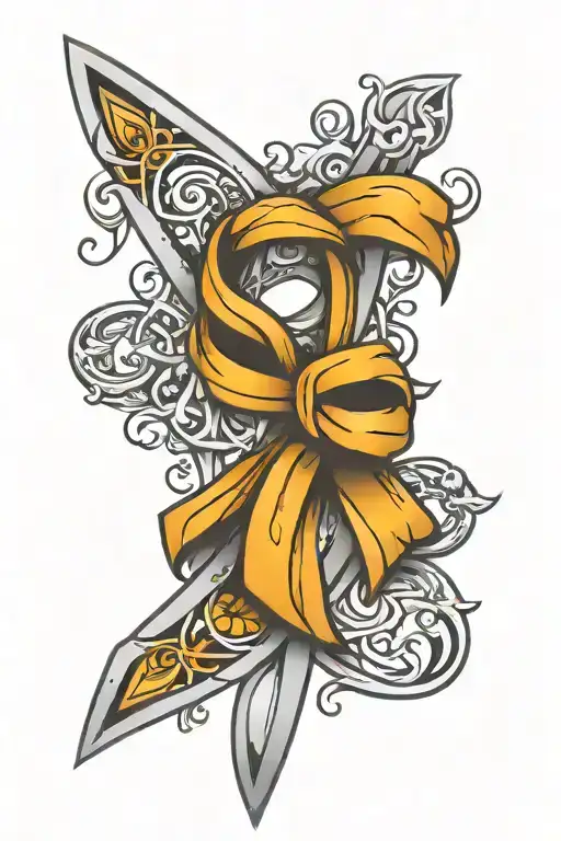 Amber And Grey Cancer Ribbon