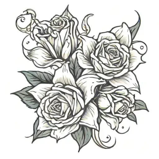 Roses And Lily Intertwined