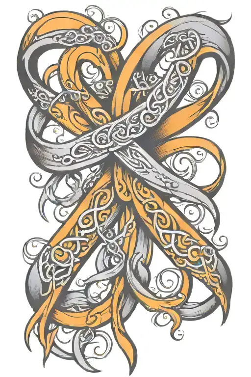 Amber And Grey Cancer Ribbon Intertwined