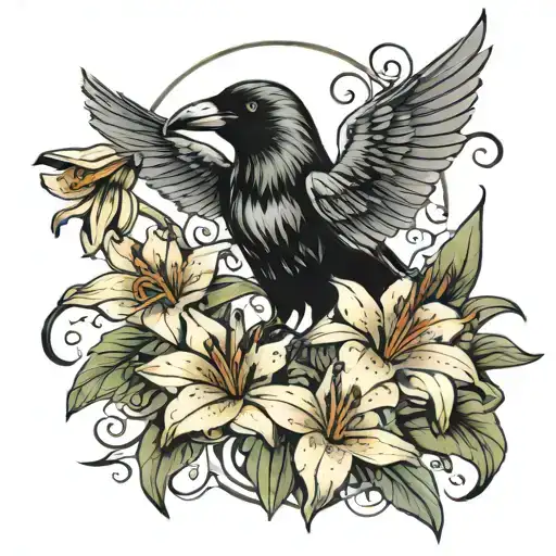 Crow And Lilies