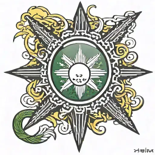 Philippines Sun With Jamaican Flag