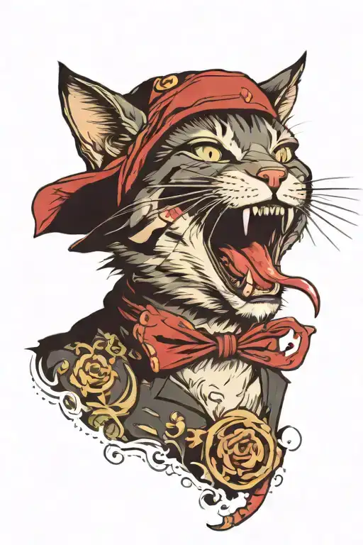 Cat Holding Severed Tongue In Mouth