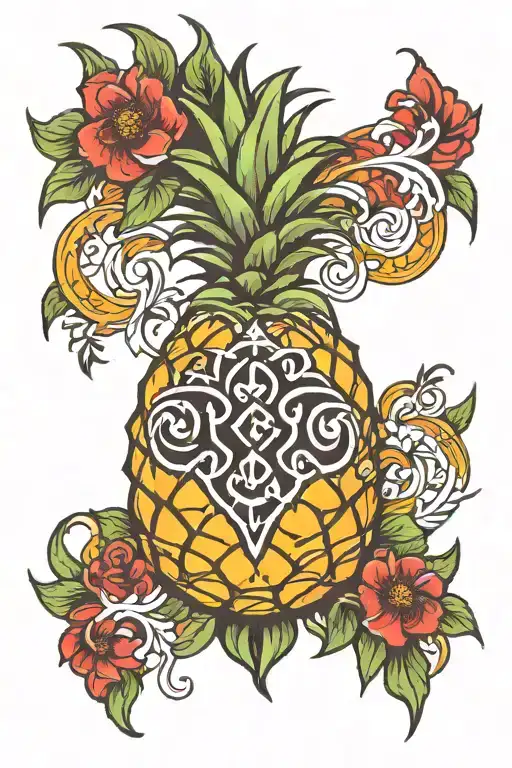 Upside Down Pineapple And Triskel Symbol