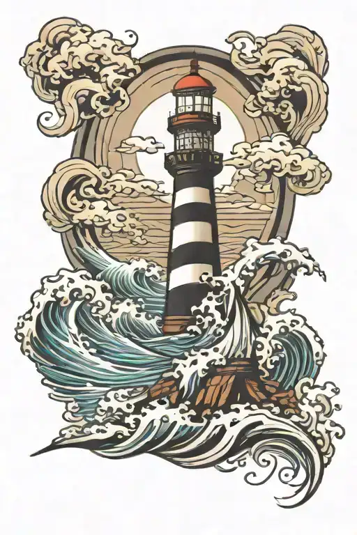Lighthouse Standing Tall Amidst Waves