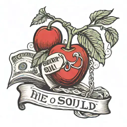 Cherry With Money And The Inscription Between Us The City And Our Souls Were Sold