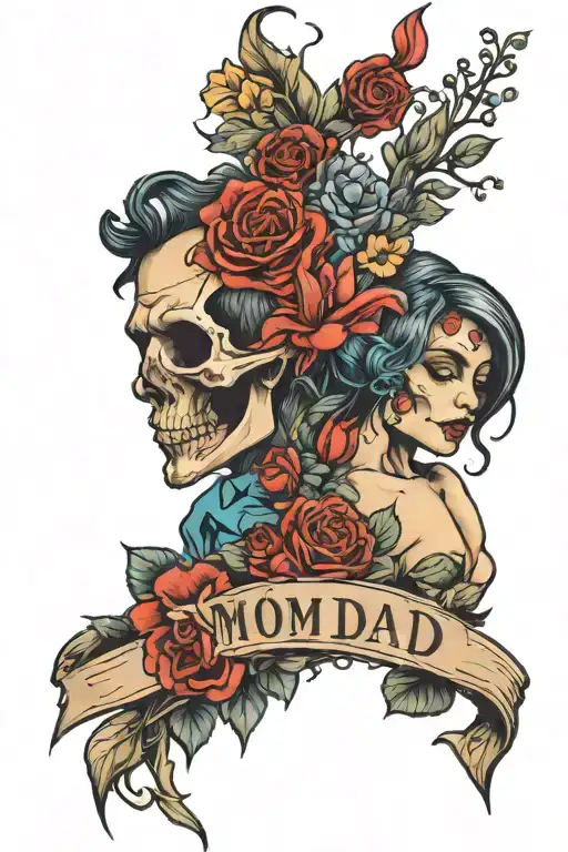 Mom Dad Flowers Dead Tattoo