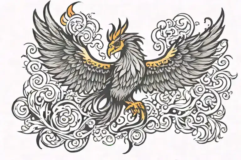 Phoenix Rising From Flames