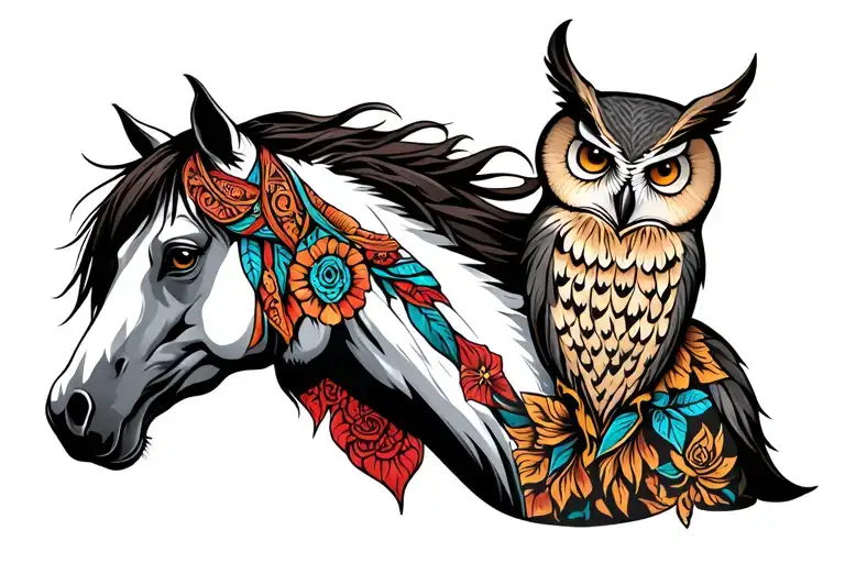 Horse And Owl Wolf