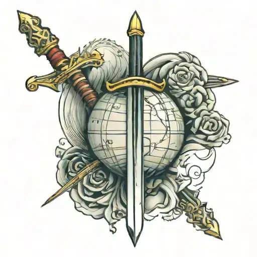 Long Thin Sword With Globe As The Guard