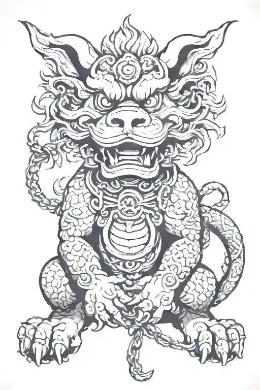 Foo Dog With Chain