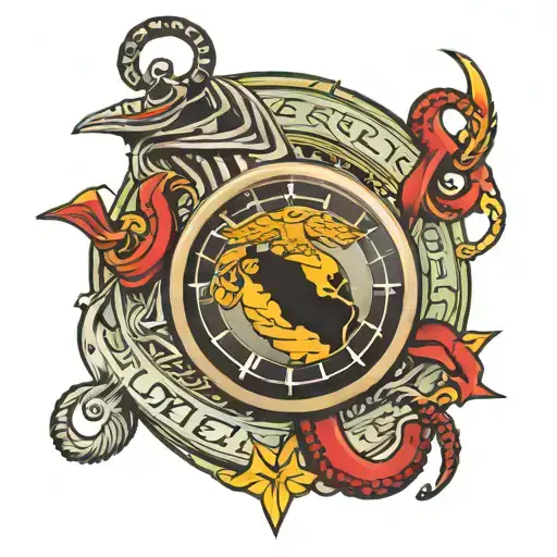 Usmc Logo With A Clock In The Middle