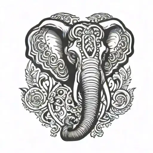 Elephant Head In Black