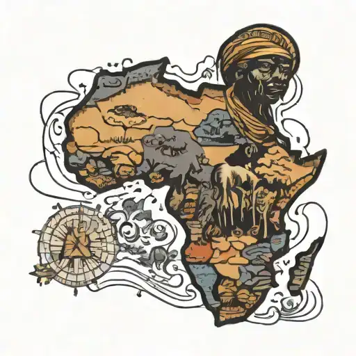 Africa Map Black Tatoo