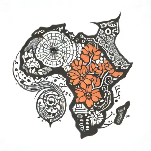 Africa Map Tatoo Black