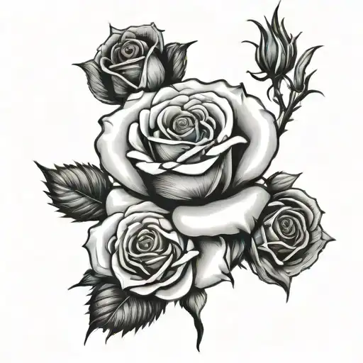 Black And White Rose With A Skul