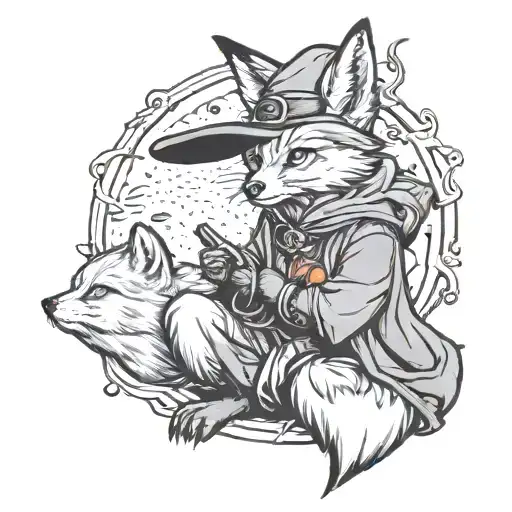 Wizard Fennic Fox With A Witch Otter
