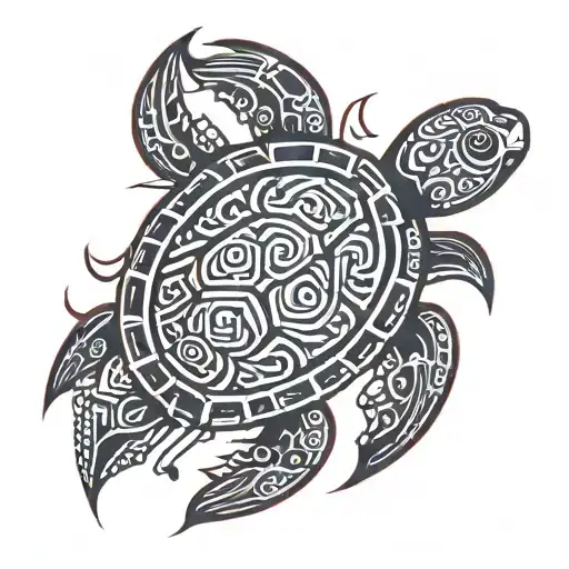 Navy Seal Turtle Tribal Black And Red