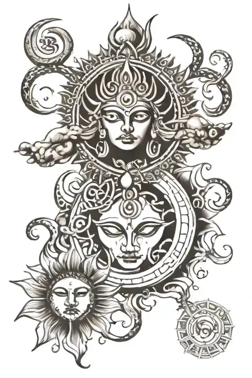 Shiv Damru With Sun Moon Merging Together