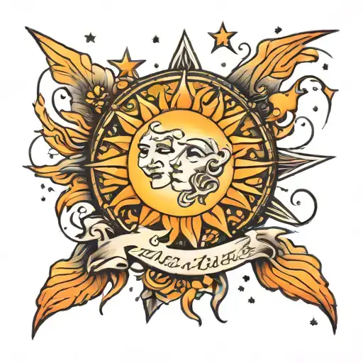 Sun Hugs The Moon And Stars