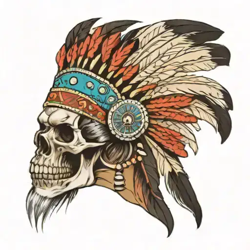 Indian With Skull Headpiece