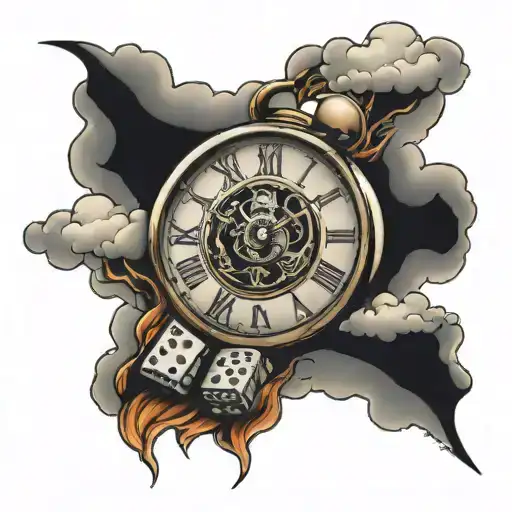 Dice Clock And Clouds