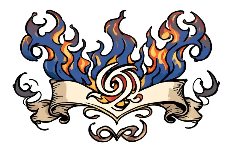 Flames With A Small Scroll In The Middle