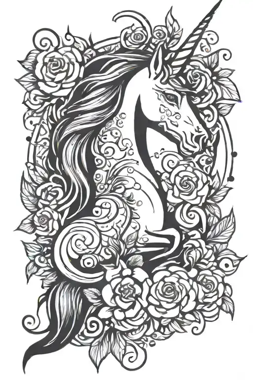 Black With Unicorn In Negative Space