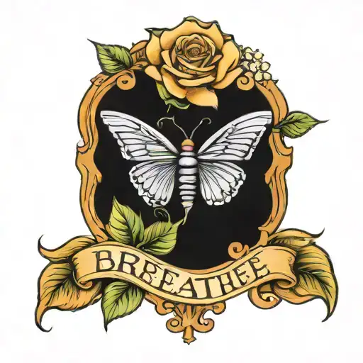 Rose With Word Breathe In Stem