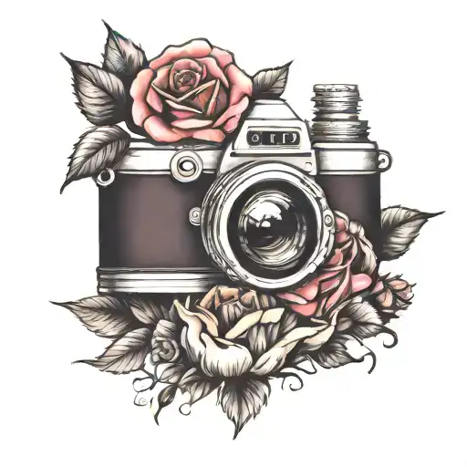 Camera Lens And Rose