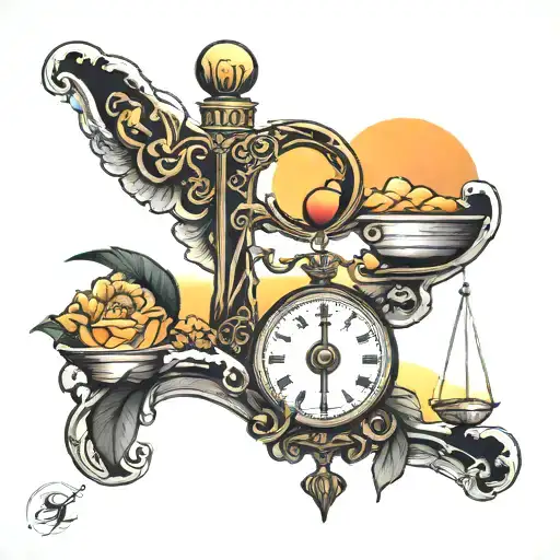 Balanced Scale With Sun Setting