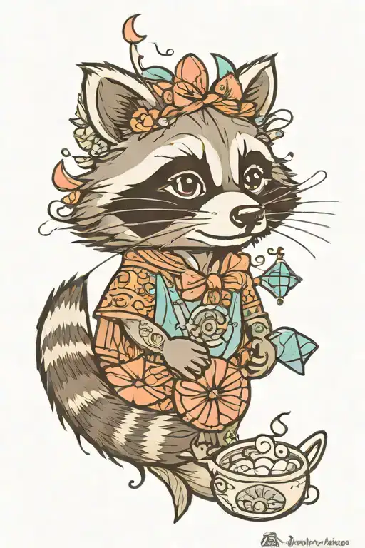 Beach Raccoon Happiness