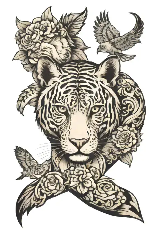 Right Arm Sleeve Black And White Of Animals