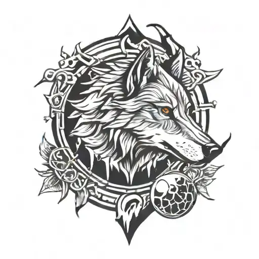 Wolf And Moon Rune