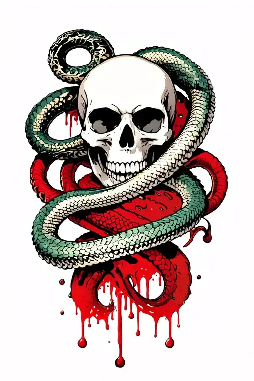 Bloody Skull With Snakes Wrapped