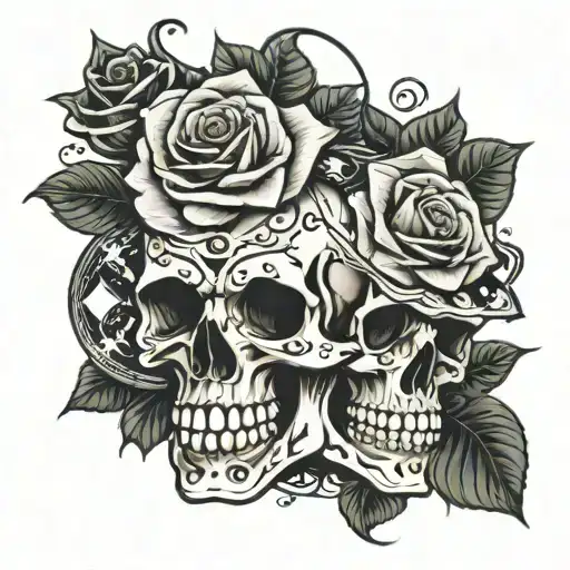 Pisces Zodiac Sign Virgo Roses Skull Laza