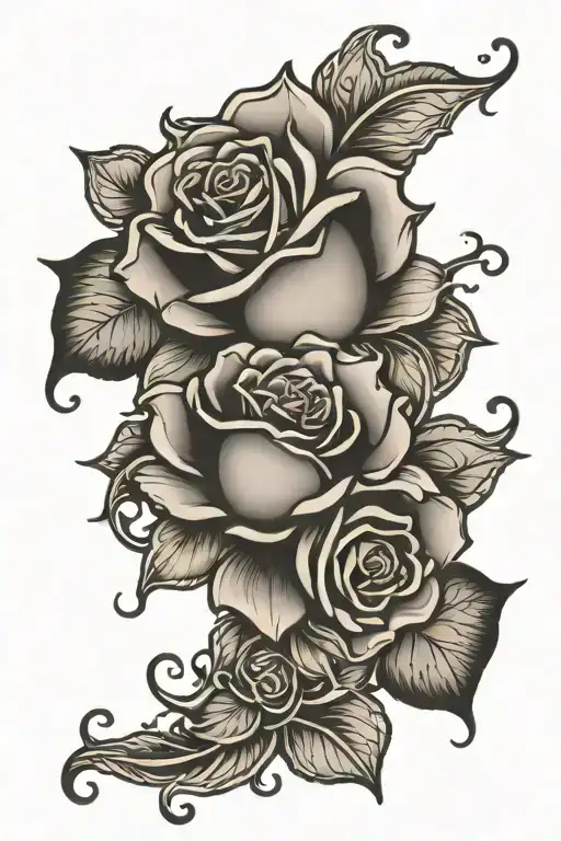 Rose's Filigree Black And Gray Bold Outline