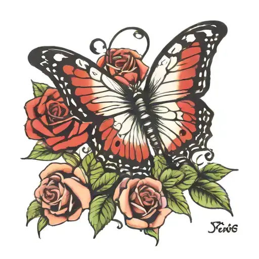 Butterfly & Roses Baby Memorial