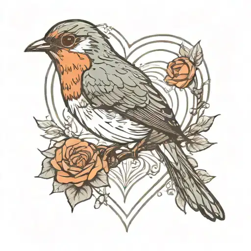 Robin Bird Fingerprint Heart