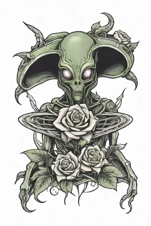 Alien And Rose Surrounded