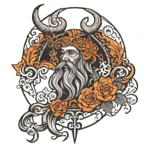 Nordic God Tattoo Design Featuring