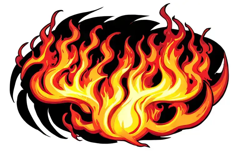 Flames With Shading That Cover The Chest