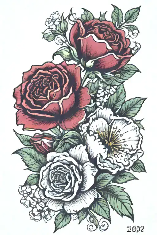 Birth Month Flower Bouquet Mat July August