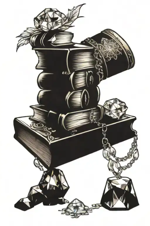 Book Stack With Crystals