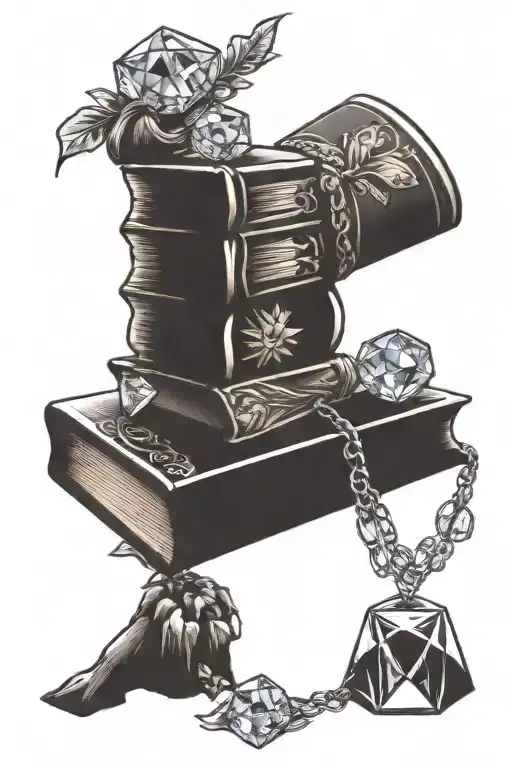 Book Stack With Crystals On Top