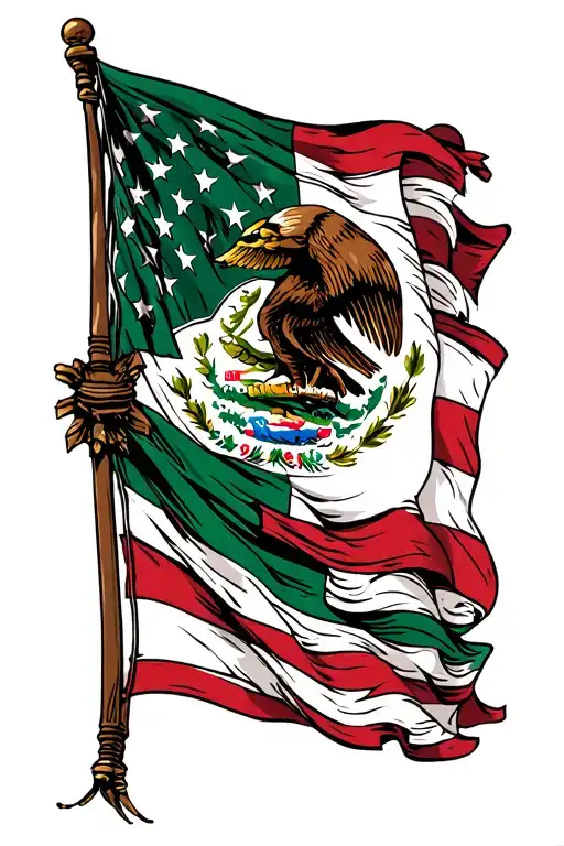 Mexican American Flag With M4