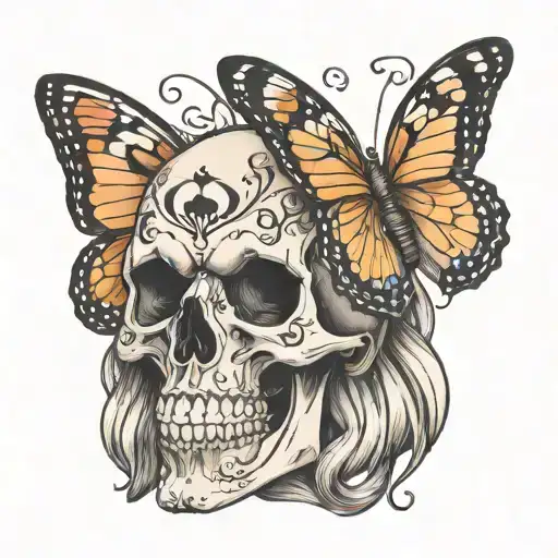 Butterfly With Skull In Wigs
