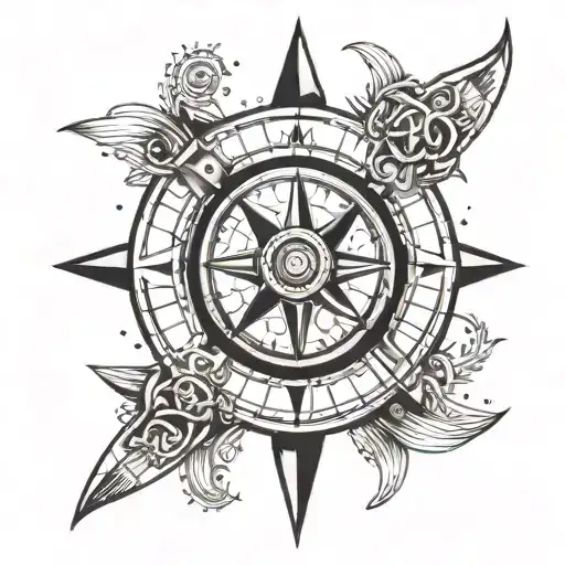 Propeller With Compass Tattoo With Date 17-12-2023
