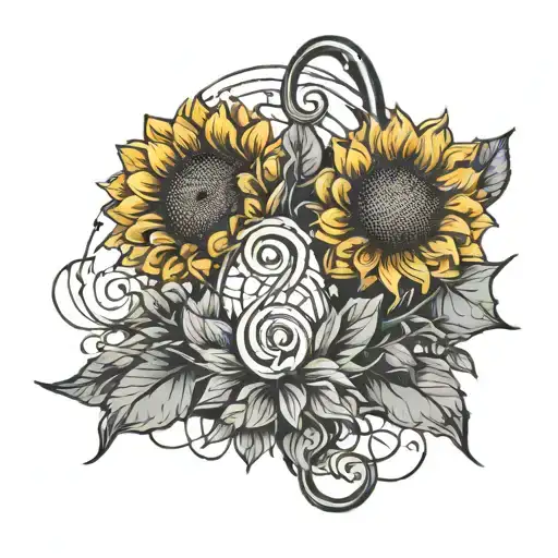 Sunflowers And Music Notes And December Birth Flower And June Birth Flower