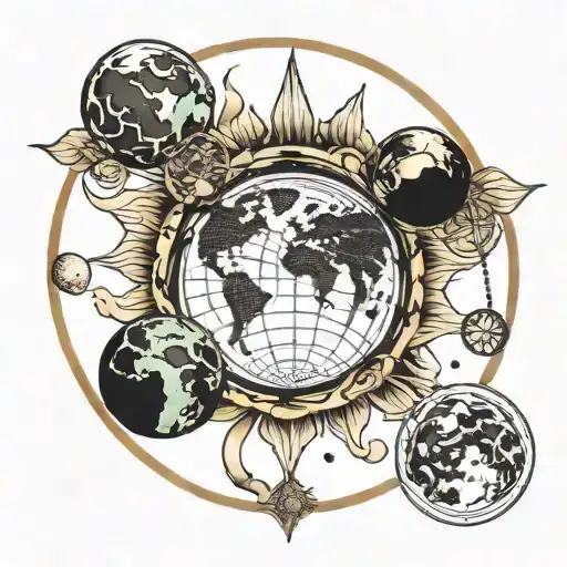 Earth With Moon Phases